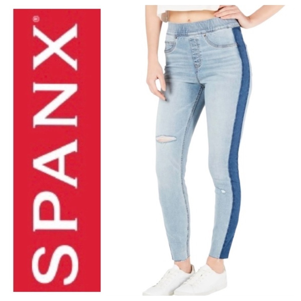 SPANX Distressed Skinny Jeans with Side Stripe Size Medium NWOT